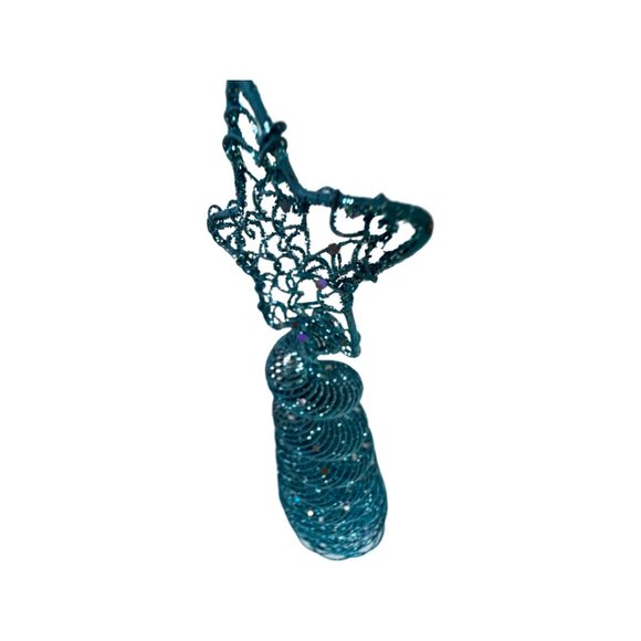 🌸6/$20🌸 Like new Whimsical Turquoise Glittered Table Christmas Tree - Picture 3 of 13